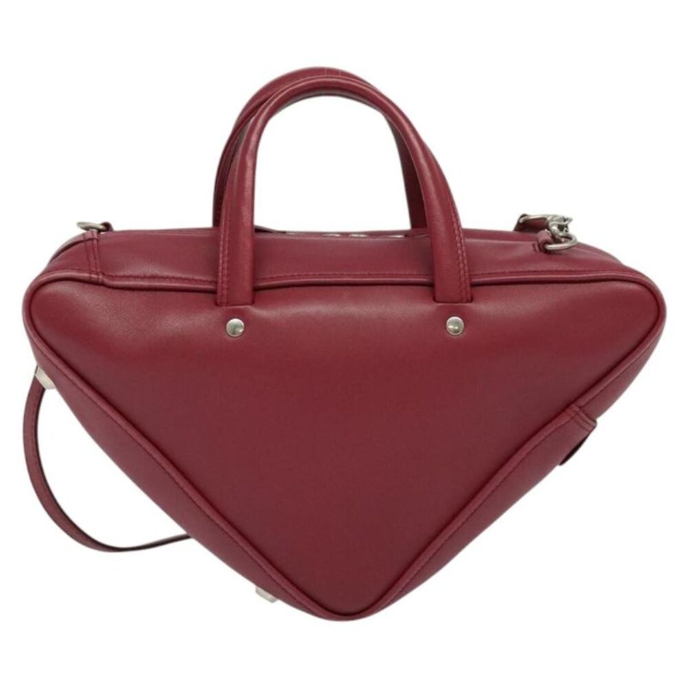 Balenciaga Triangle Duffle Leather Red Leather Handbag - Picture 2 of 16